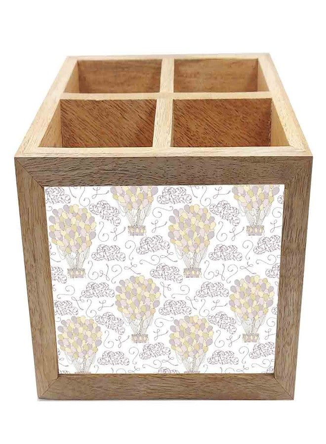 Nutcase Wooden Cutlery Stand Holder Silverware Caddy Spoons Forks Knives Organizer for Dining Table & Kitchen -Made in India-Spoons NOT Included - Air Balloon - Image 4