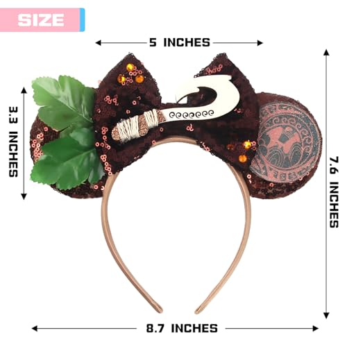 MADO mouse ears headband for kids boys adults men women, brown forest ears for adult kid boys men women girls,Park mini ear headbands for kids adults (brown forest) - Image 2