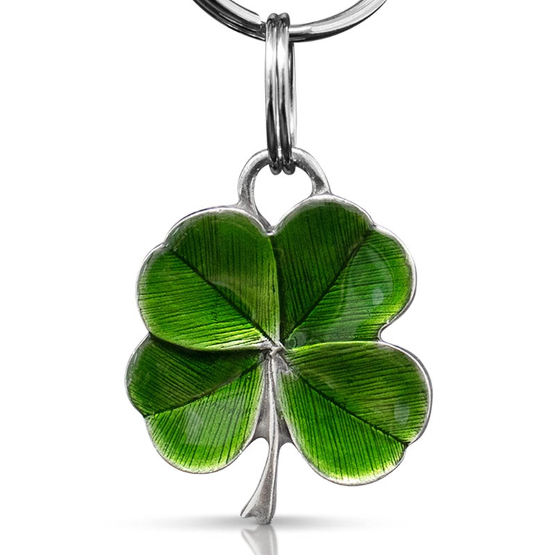 DANFORTH Four Leaf Clover Keychain (Green) | Pewter | Durable, Handcrafted Pewter Lucky Charm | St. Patricks Day Accessories | 1 Â½â€ Tall x 1 Â¼â€ Wide | Made in the USA - Image 1