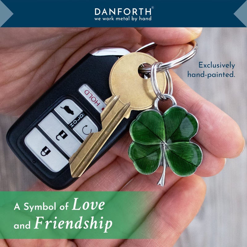DANFORTH Four Leaf Clover Keychain (Green) | Pewter | Durable, Handcrafted Pewter Lucky Charm | St. Patricks Day Accessories | 1 Â½â€ Tall x 1 Â¼â€ Wide | Made in the USA - Image 5