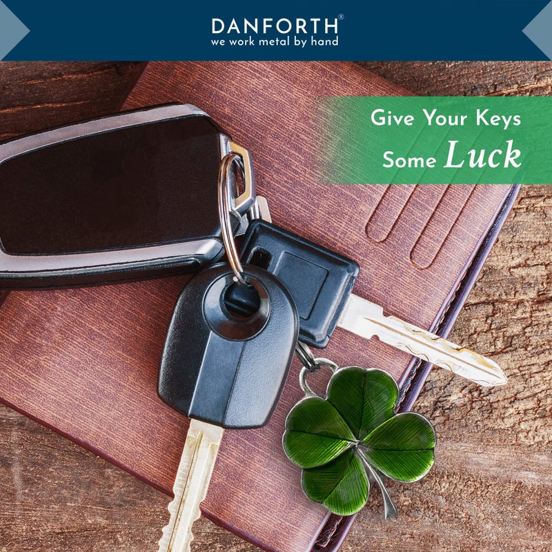 DANFORTH Four Leaf Clover Keychain (Green) | Pewter | Durable, Handcrafted Pewter Lucky Charm | St. Patricks Day Accessories | 1 Â½â€ Tall x 1 Â¼â€ Wide | Made in the USA - Image 2