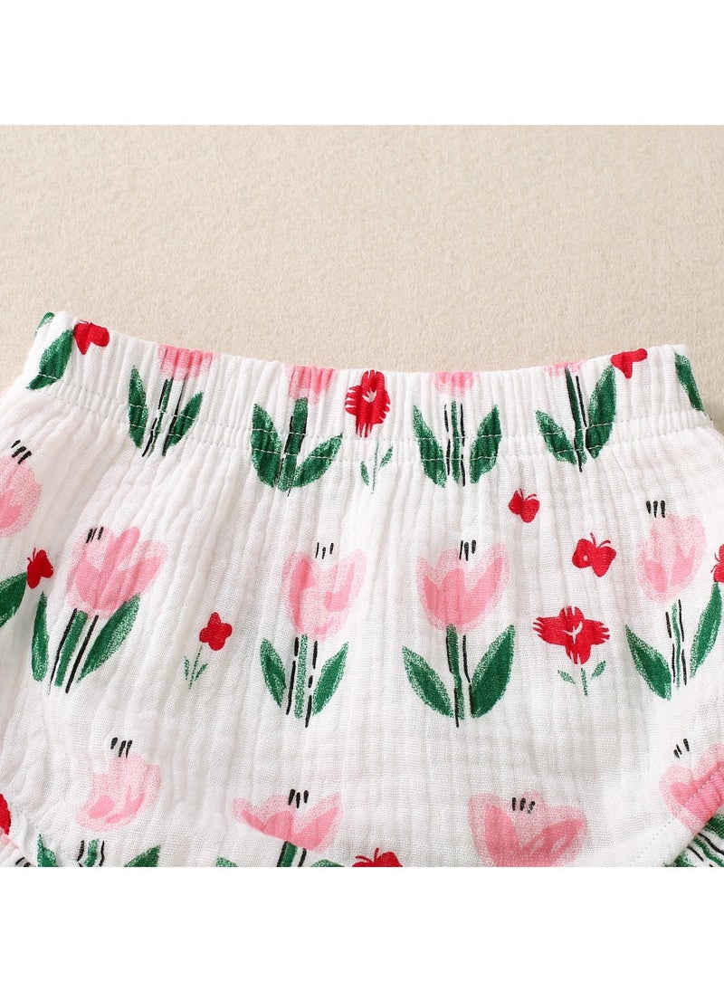 RedMapleTEK Baby Girl Flower Skirt Shorts Two-piece Set - Image 5
