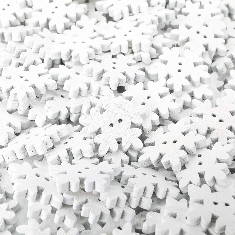 Konsait Konsait 150pcs White Snowflake Buttons Assorted 18mm Christmas Wooden Buttons Mini Holiday Collection Snowflakes Buttons Embellishments for Knitting Sewing DIY Scrapbook Crafts Xmas Decoration - Image 5