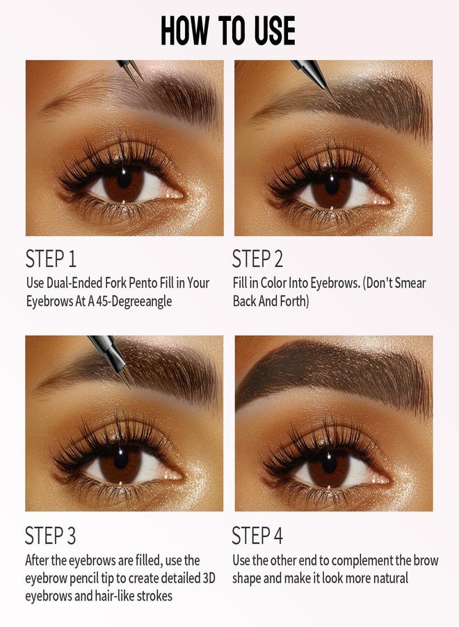 W3W Eyebrow Pen, Brow Pencil 2-in-1 Dual-Ended Microblading Eyebrow Pencil with Micro-Fork-Tip Precise Brush-Tip Eyebrow Pencils for Women (Light Brown) - Image 5