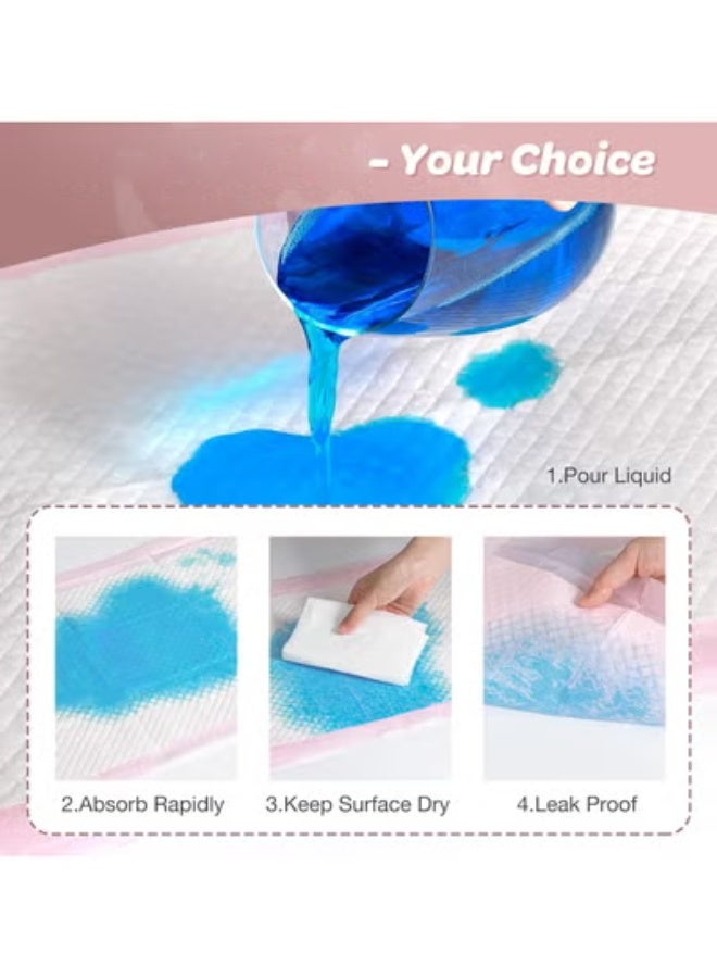 YelaJoy 100 Pieces Baby Disposable Changing Mats,Waterproof Baby Changing Pads, 60x60 Cm, Highly Absorbent Leakproof Changing Pad Baby, Ultra Soft Diaper Changing Mat Underpads for Baby Pink - Image 4