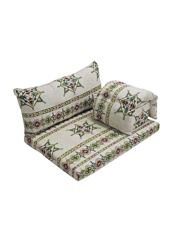 سمارت هوم طقم جلسة أرضية فاخر ٤ في ١ – مجلس عربي تراثي قماش مخمل ناعم، طقم ٤ قطع | ديكور عربي | جلسات خارجية وداخلية - الطقم يتكون من ( مرتبة أرضية و مسند ظهر عريض و ذراع جانبي و مخدة جانبية ) الطقم يناسب كل انواع المجالس والخيم والجلسات الداخلية والخارجية - Image 2