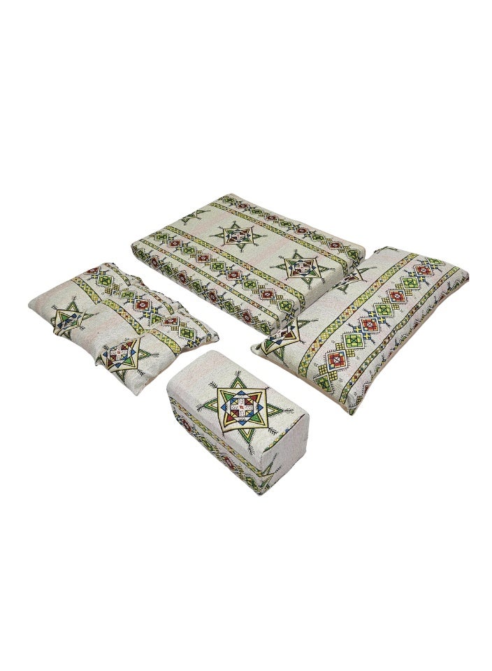 سمارت هوم طقم جلسة أرضية فاخر ٤ في ١ – مجلس عربي تراثي قماش مخمل ناعم، طقم ٤ قطع | ديكور عربي | جلسات خارجية وداخلية - الطقم يتكون من ( مرتبة أرضية و مسند ظهر عريض و ذراع جانبي و مخدة جانبية ) الطقم يناسب كل انواع المجالس والخيم والجلسات الداخلية والخارجية - Image 3