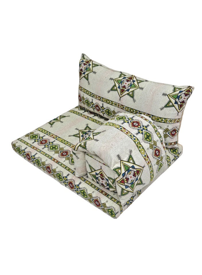 سمارت هوم طقم جلسة أرضية فاخر ٤ في ١ – مجلس عربي تراثي قماش مخمل ناعم، طقم ٤ قطع | ديكور عربي | جلسات خارجية وداخلية - الطقم يتكون من ( مرتبة أرضية و مسند ظهر عريض و ذراع جانبي و مخدة جانبية ) الطقم يناسب كل انواع المجالس والخيم والجلسات الداخلية والخارجية - Image 5