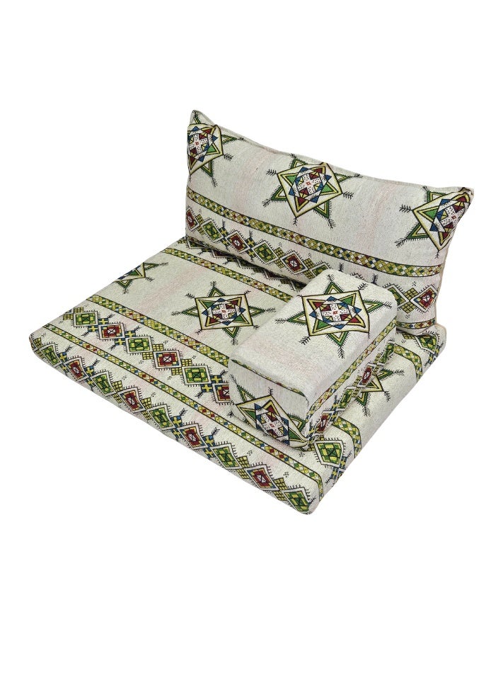 سمارت هوم طقم جلسة أرضية فاخر ٤ في ١ – مجلس عربي تراثي قماش مخمل ناعم، طقم ٤ قطع | ديكور عربي | جلسات خارجية وداخلية - الطقم يتكون من ( مرتبة أرضية و مسند ظهر عريض و ذراع جانبي و مخدة جانبية ) الطقم يناسب كل انواع المجالس والخيم والجلسات الداخلية والخارجية - Image 4