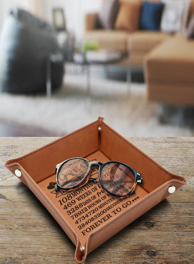 Bella Busta -9 Years Anniversary-Forever to go-Engraved Leather Tray with Breakdown Dates-Storage & Organization Jewelry Trays - Image 3