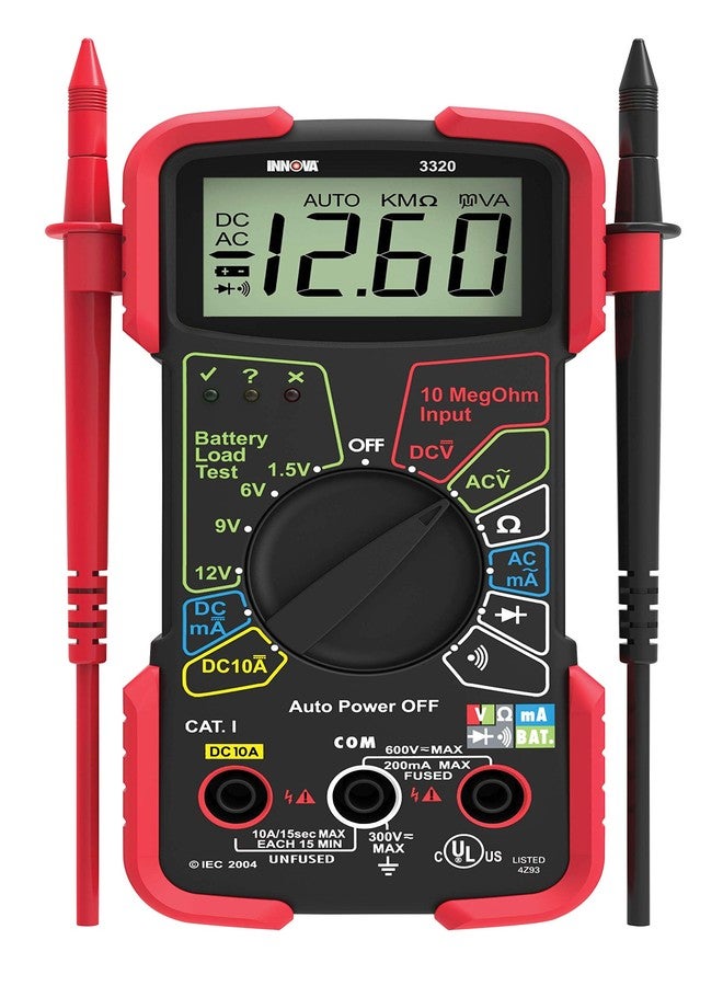 INNOVA 3320 Auto-Ranging Digital Multimeter, Red & Black - Image 2