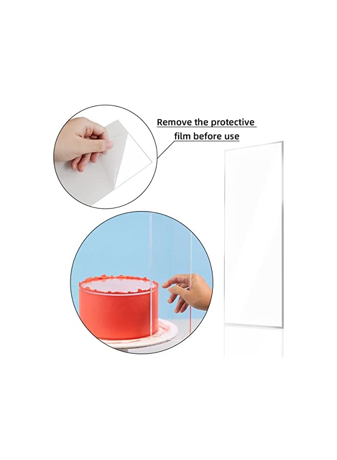 S-TOP 4 Pieces Large Clear Acrylic Cake Scraper Set Cakes Smoother Scraper Cake Stripes Edge Contour Comb for DIY Icing Frosting Buttercream Cream Decorating Kitchen Baking Tool Mousse Pastry Cutter - Image 3