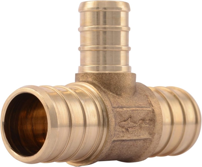 SharkBite Flexible use switching 3/4 Inch x 3/4 Inch x 1/2 Inch Crimp Reducing Tee, Brass Plumbing Fitting, PEX Pipe, PE-RT, UC412LFA Multi-market varied design options - Image 1
