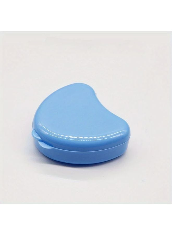 Blue Heart Shaped Tooth Retainer Storage Box Plastic Denture Case - Image 1