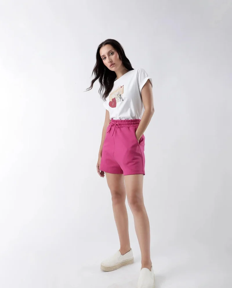 ريريزم Women's Solid Elasticated Shorts
