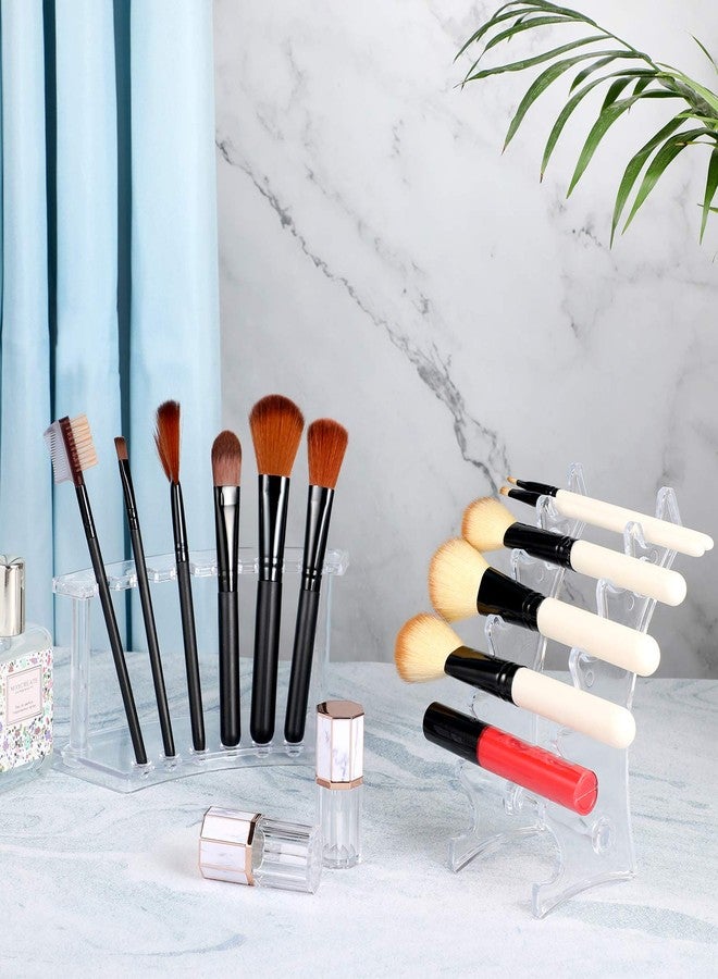 Sherr 2 Pieces Plastic Pen Display Stand, 6 Slot 2 Kinds Vertical and Horizontal Pen holder Stand Rack Makeup Brush Rack Organizer Eyebrow holder for Store Office Home(Clear)(Clear) - Image 5