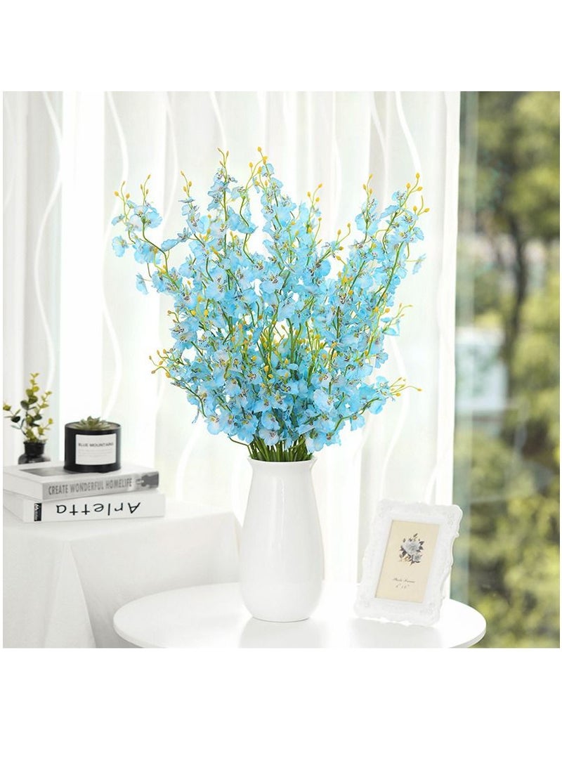 Bluejw - 12-Piece Artificial Orchids Flower With Long Stem Blue/Green - Image 1