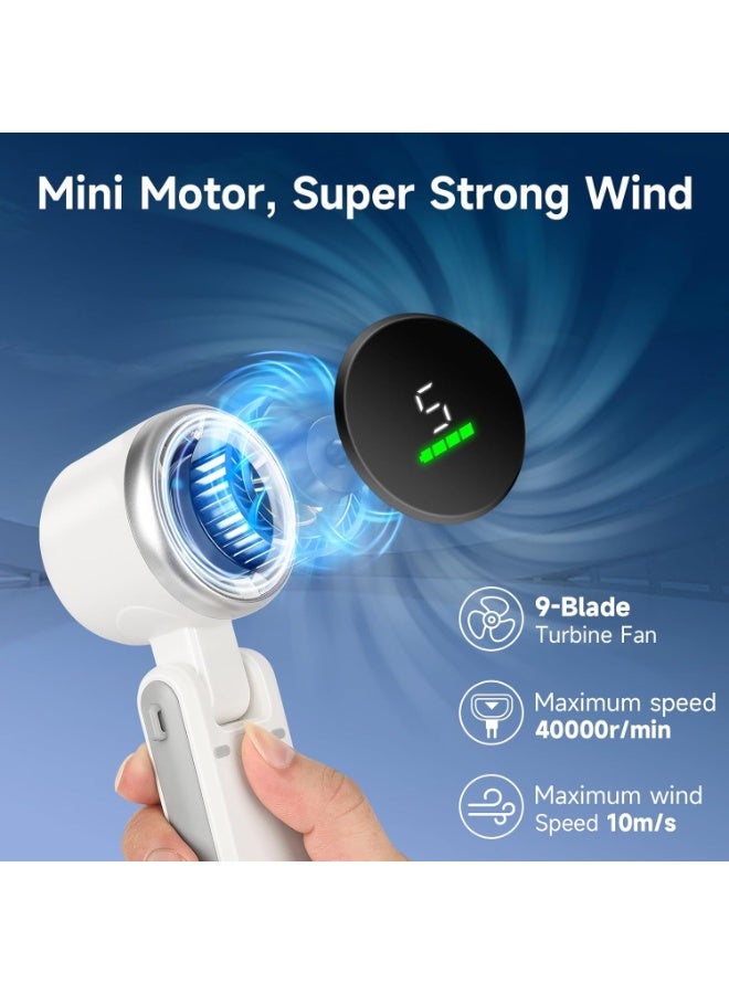 UBEdge Portable Handheld Turbo Fan – USB Rechargeable Mini Fan with 5 Speed Gears, Foldable Design, Adjustable Angle & Quiet Cooling for Home, Travel & Office - Image 5