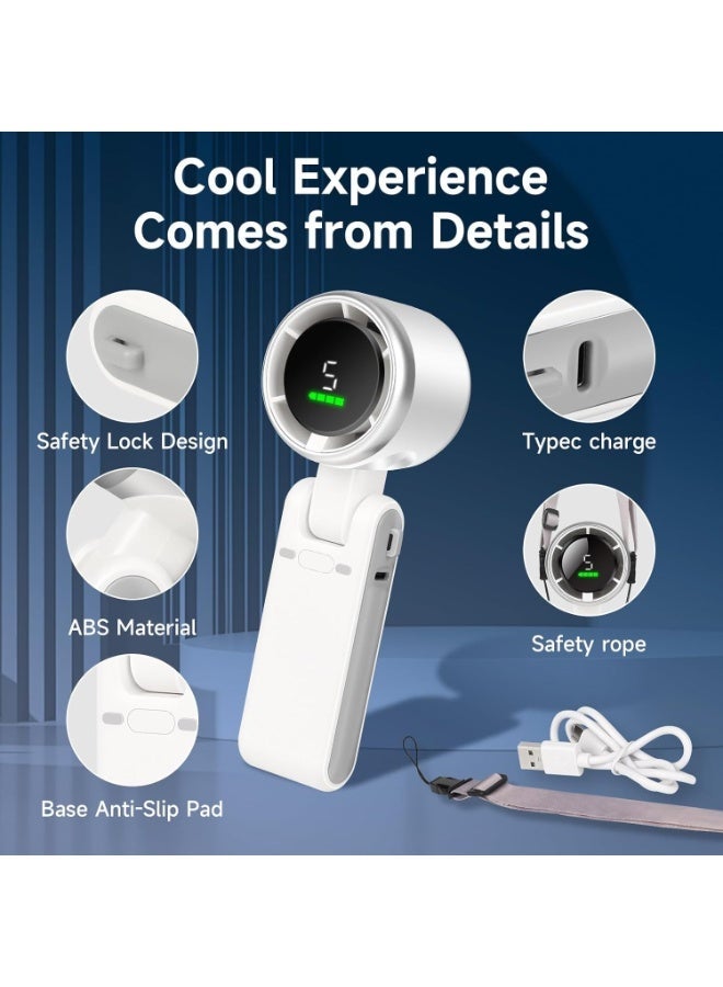 UBEdge Portable Handheld Turbo Fan – USB Rechargeable Mini Fan with 5 Speed Gears, Foldable Design, Adjustable Angle & Quiet Cooling for Home, Travel & Office - Image 2