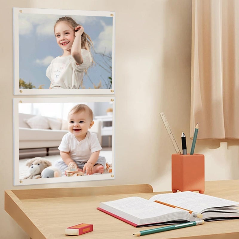 kalami 3 pack 8x10 صورة إطار صورة جدار جدار لماشية صافية واضحة أكريليك لا حفر عائم إطار الملصقات بدون إطار لمكتب صورة مستند معرض القماش الكامل الحجم 10x11 - Image 5