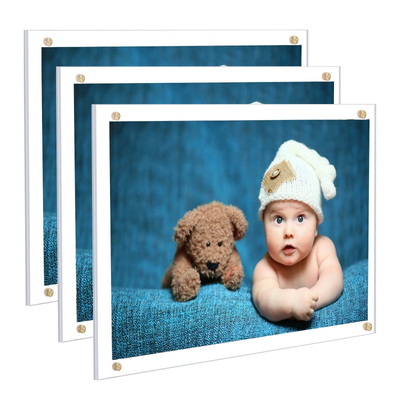 kalami 3 pack 8x10 صورة إطار صورة جدار جدار لماشية صافية واضحة أكريليك لا حفر عائم إطار الملصقات بدون إطار لمكتب صورة مستند معرض القماش الكامل الحجم 10x11 - Image 1