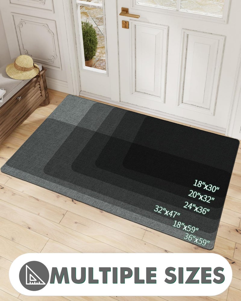 LUMI Indoor Door Mat  18""x30"" Non Slip Rubber Backing Entrance Mat  Easy Clean Low Profile Ultra Thin Entryway Mat for Inside House  Patio  Greenish Gray - Image 3