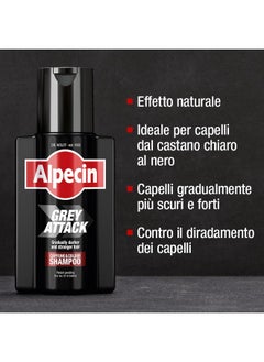 Alpecin Grey Attack Coffein & Color Shampoo - 1 X 200 Ml - Schrittweise Dunkleres Und Stärkeres Haar | Kontrolliertes Und Natürliches Farbergebnis | Gegen Haarausfall  - Image 2