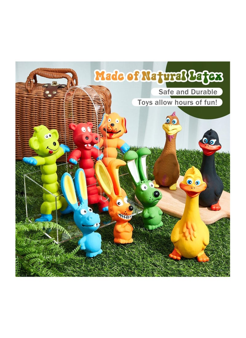 Excefore - 7 Inch Squeaky Latex Dog Toys Standing Stick Soft Rubber Dog Chew Toy Animal Puppy Fetch Interactive Play Toy Assorted Animal Pet Toys for Small Medium Large Dogs Assorted Color(Set of 9) - Image 1