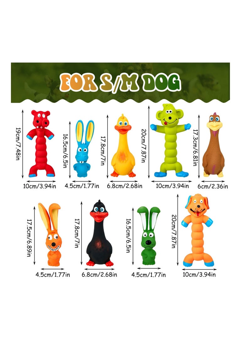 Excefore - 7 Inch Squeaky Latex Dog Toys Standing Stick Soft Rubber Dog Chew Toy Animal Puppy Fetch Interactive Play Toy Assorted Animal Pet Toys for Small Medium Large Dogs Assorted Color(Set of 9) - Image 1