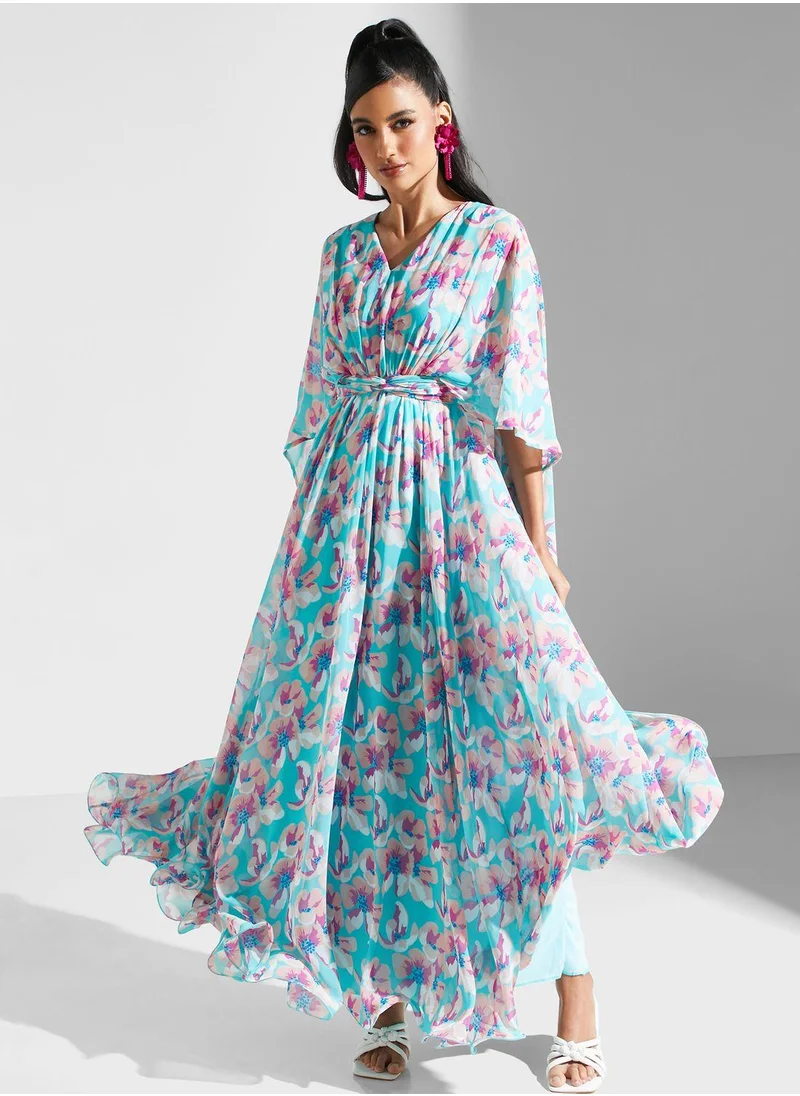 جولدن ابل Floral Print Belted Dress