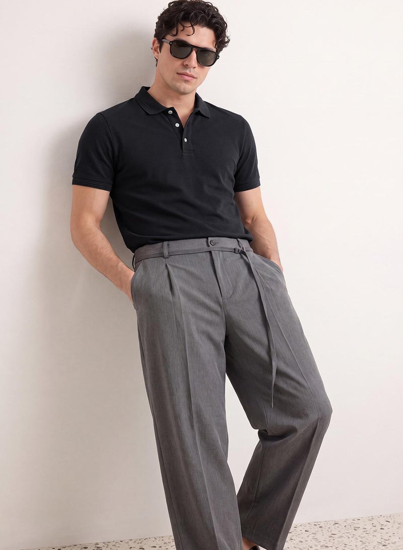 trendyol Black Slim/Narrow Cut Basic 100% Cotton Polo Neck T-shirt - Image 3