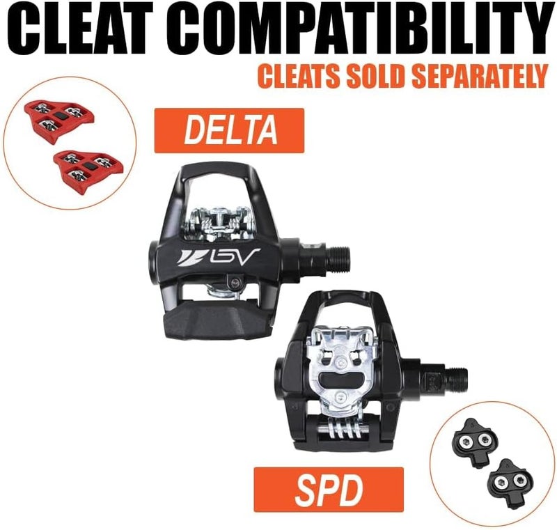 BV Bike Pedals Shimano SPD/Look Delta Compatible 9/16'' with Toe Clips - Peloton Pedals for Regular Shoes - Toe Cages for Peloton Bike - Exercise Bike Pedals - Universal Fit Bicycle Pedal - Image 2