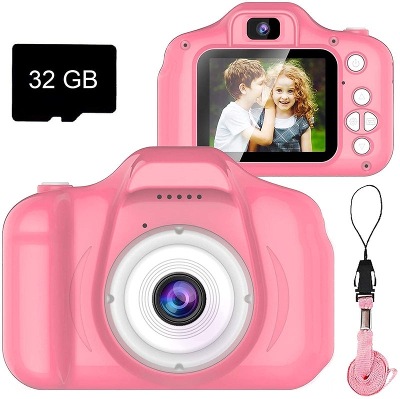 Dylanto Upgrade Kids Selfie Camera Christmas Birthday Gifts for Girls Age 39 HD Digital Video Cameras for Toddler Portable Toy for 3 4 5 6 7 8 Year Old Girl with 32GB SD Card Pink - Image 2