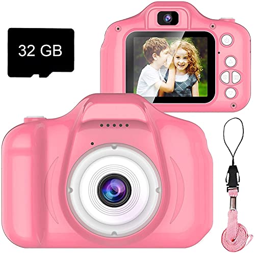 Dylanto Upgrade Kids Selfie Camera Christmas Birthday Gifts for Girls Age 39 HD Digital Video Cameras for Toddler Portable Toy for 3 4 5 6 7 8 Year Old Girl with 32GB SD Card Pink - Image 1