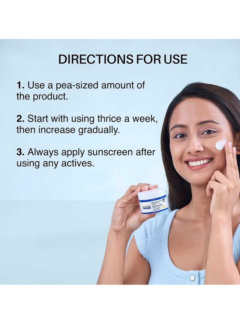 DERMDOC 2% Kojic Acid Glow Fusion Formula Night Cream with Niacinamide & Alpha Arbutin for Skin Brightening (50 gm) | Face Cream I Night Cream I Kojic Acid Brightening Cream I Glowing Skin - Image 5