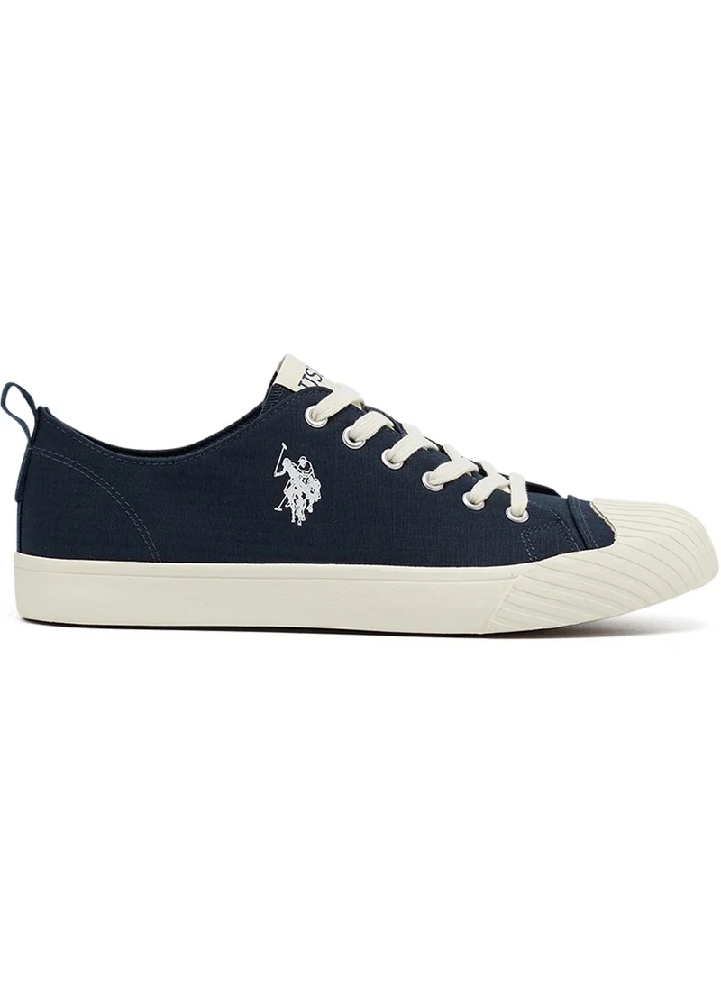 يو اس بولو اسن Men's Navy Low-Top Canvas Sneakers - Iconic Branding for a Clean Look