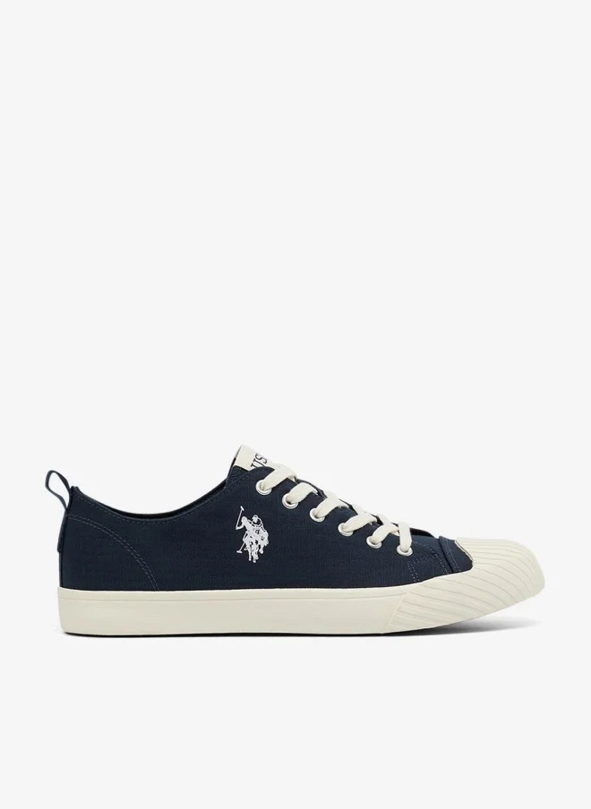 Men's Navy Low-Top Canvas Sneakers - Iconic Branding for a Clean Look Shoes