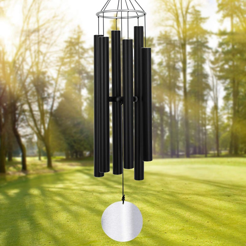 ASTARIN Outdoor Deep Tone45Inch Sympathy Wind Chimes for Outside with 6 Tubes Tuned Relaxing MelodyMemorial Wind Chimes Large for MomGarden DecorBlack