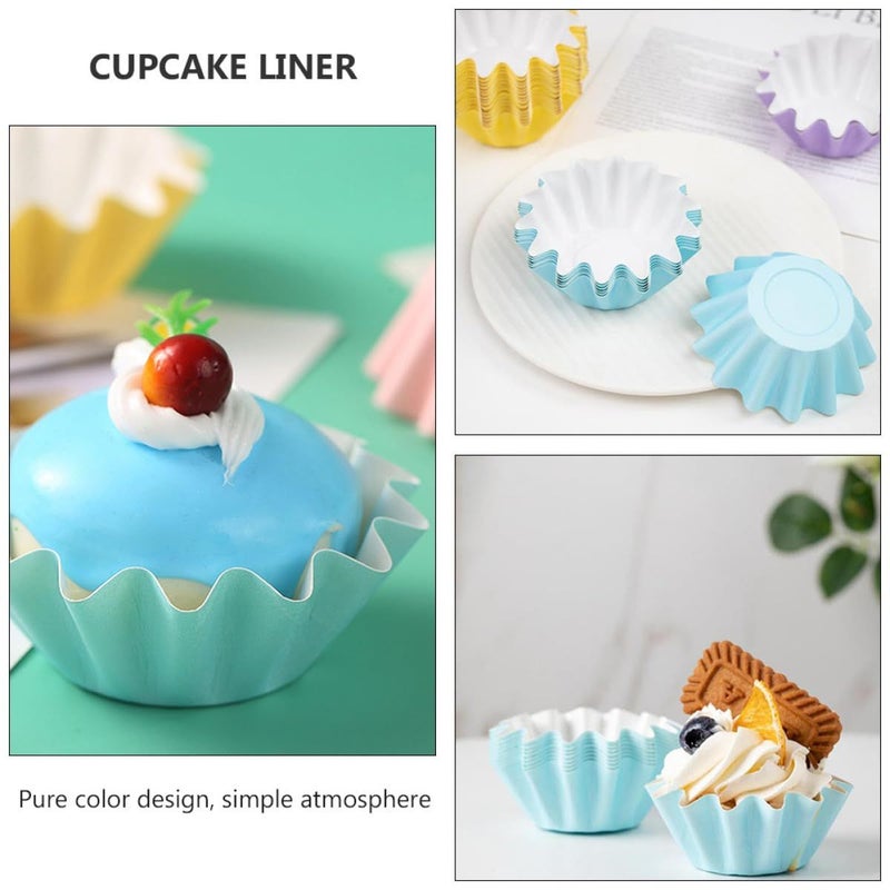50pcs Blue Greaseproof Cupcake Liners Muffin Wrappers Disposable Baking Cups - Image 4