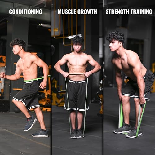 SLOVIC Dual Color Resistance Bands(40-60Kg) Resistance Band for Pull up | Exercise Bands for Workout | Gym Equipment for Home Workout for Men & Women| Resistance Band Set with Door Anchor(Green&Grey) - Image 2