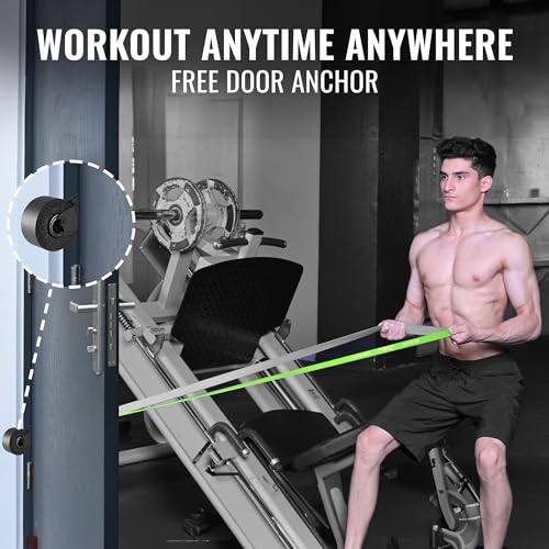 SLOVIC Dual Color Resistance Bands(40-60Kg) Resistance Band for Pull up | Exercise Bands for Workout | Gym Equipment for Home Workout for Men & Women| Resistance Band Set with Door Anchor(Green&Grey) - Image 4