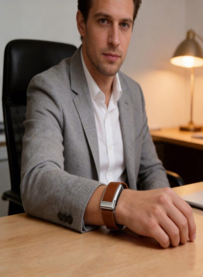 Leather Band Compatible with WHOOP 5.0 MG Life, Premium Leather Adjustable Replacement Strap Wristband for Fitness Wellness Sleep Tracker, Durable Comfortable for Men Women | Not for Whoop Gen 4 - Image 3