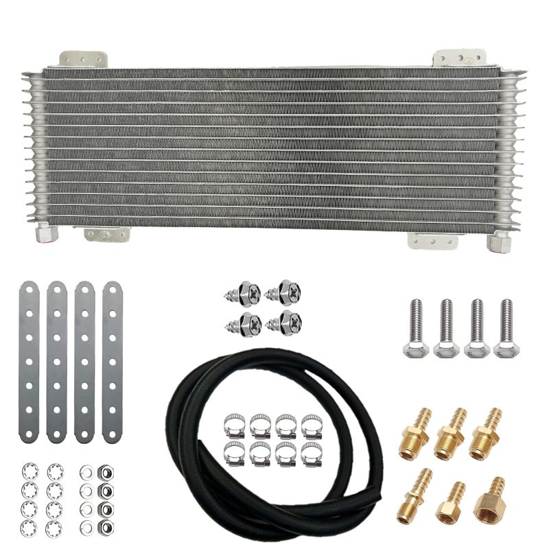 OVANOH Low Pressure Drop Transmission Oil Cooler 40k Transmission Oil Cool Compatible For Heavy Duty 40000 GVW Max Low Mounting Hardware Towing Applications and Advanced Cooling Protection LPD47391