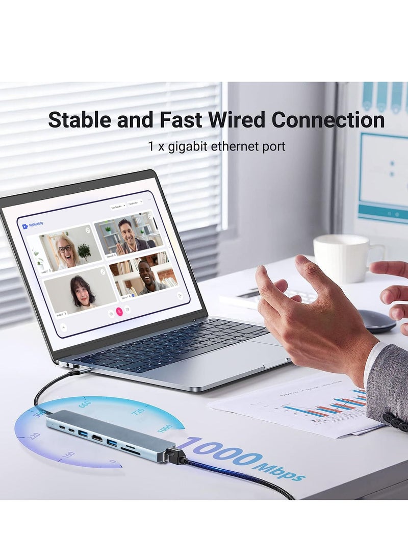 Generic INFOSUN USB C Hub Adapter, Type C Dongle, 8 in 1 USB-C to 4K HDMI Multiport Converter Station with RJ45 Ethernet, USB 3.0, 100W PD, SD/TF Card Reader  - Image 3