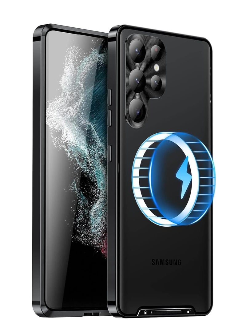 Metal Case for Samsung S24 Ultra 5G - Compatible with MagSafe Wireless Charger  Translucent Matte Back with Camera Lens Protection, Magnetic Case Cover - Image 1