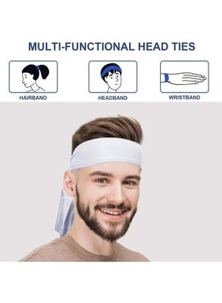 3 Pcs ربطات الرأس الرياضية للرجال والنساء المناهضة للعرق الجري والتمرين ربطات الشعر ربطات الشعر المطاطية (أسود، أبيض، رمادي) - view 4