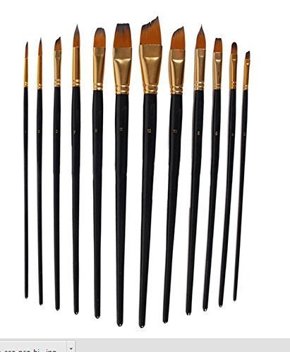 Qatalitic Set of 12 Professional & Exclusive Fine Art Long Handled Premium Paint Brush Set + Zippered Carry Bag with Pop Up Stand for Oil Acrylic Watercolor Painting - Image 2