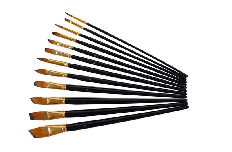 Qatalitic Set of 12 Professional & Exclusive Fine Art Long Handled Premium Paint Brush Set + Zippered Carry Bag with Pop Up Stand for Oil Acrylic Watercolor Painting - Image 3