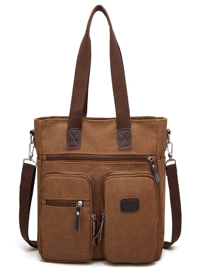 ToLFE Women Top Handle Satchel Handbags Shoulder Bag Messenger Tote Bag Purse Crossbody Bag (Double handles with 9.8" drop, New-Brown) - Image 2