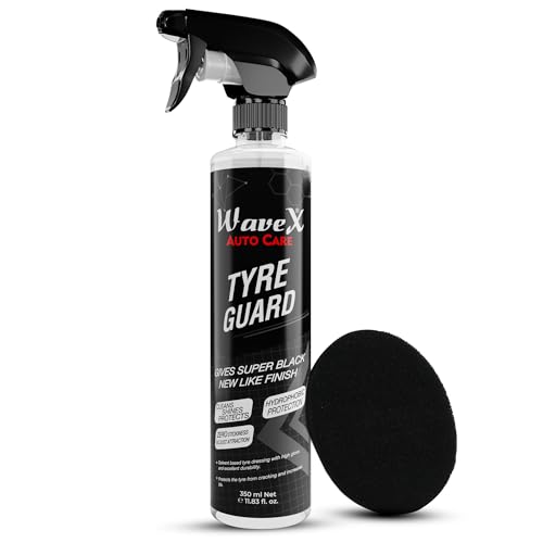 Wavex Tyre Polish for Car and Bike 350ml | With Black Foam Applicator | Gives Lustrous Dark, Long Lasting Super Black Shine - Non-Greasy, Super Hydrophobic - Image 1